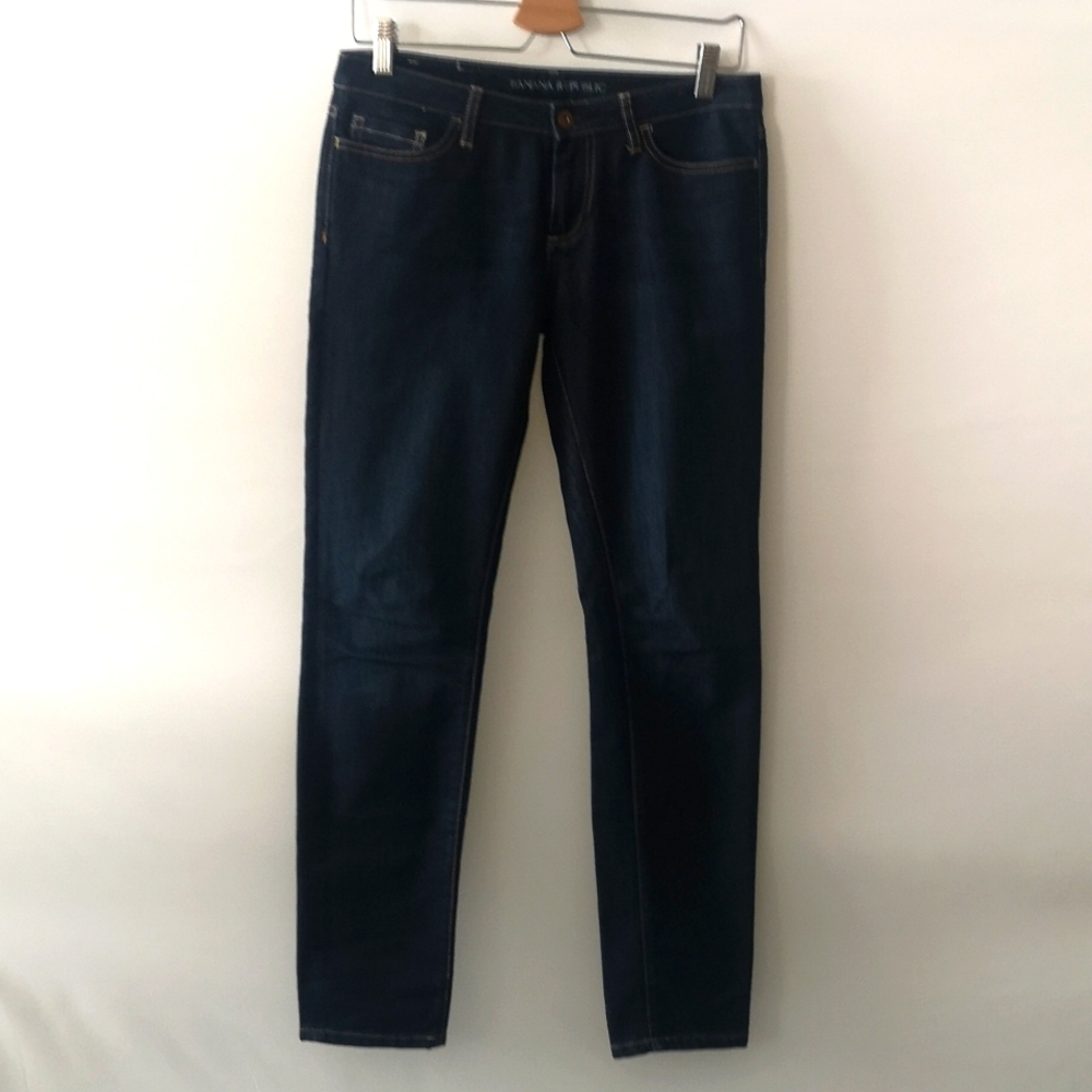 Women's Banana Republic Dark Blue Jeans, Skinny Leg, Size 27, Contrast Stitching
